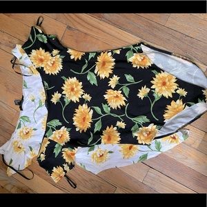 forever 21, sizeS, body suit 2pack, white & black, sunflower design, cotton